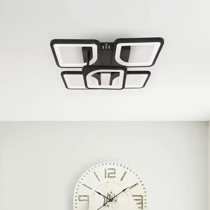 Lustra LED cu telecomanda ZOE 5 Patrate, 68W, Lumina Rece/Calda/Neutra, Dimabila, Negru