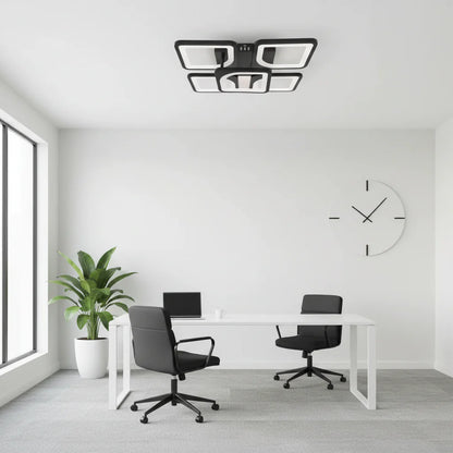 Lustra LED cu telecomanda ZOE 5 Patrate, 68W, Lumina Rece/Calda/Neutra, Dimabila, Negru