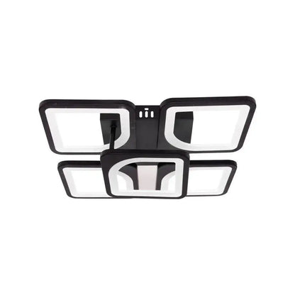 Lustra LED cu Telecomanda, ZOE, 5 Patrate, 66W, Lumina Rece/Calda/Neutra, Dimabila, Negru