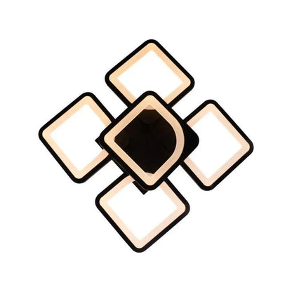 Lustra LED cu telecomanda ZOE 5 Patrate, 68W, Lumina Rece/Calda/Neutra, Dimabila, Negru