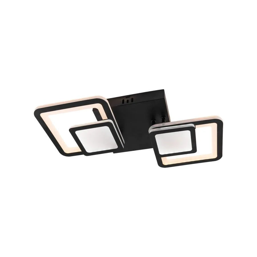 Lustra LED cu telecomanda BALANS 48W, 2 Patrate, lumina Rece/Calda/Neutra, Dimabila, Negru