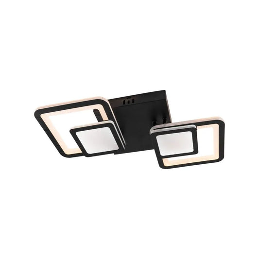 Lustra LED cu telecomanda BALANS 48W, 2 Patrate, lumina Rece/Calda/Neutra, Dimabila, Negru