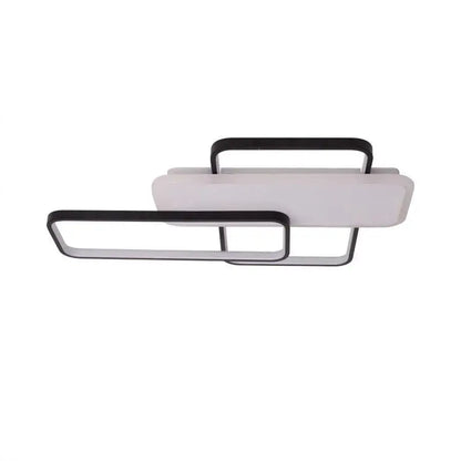 Lustra LED Carolina cu Telecomanda 75W Patrate Suprapuse Lumina Rece/Calda/Neutra Dimabila Alb Negru