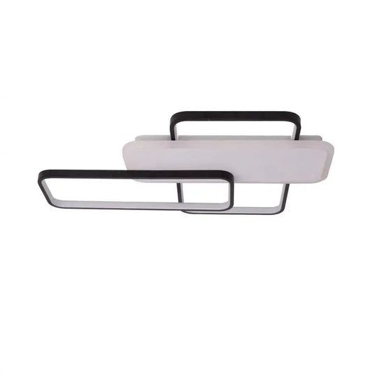 Lustra LED Carolina cu Telecomanda 75W Patrate Suprapuse Lumina Rece/Calda/Neutra Dimabila Alb Negru