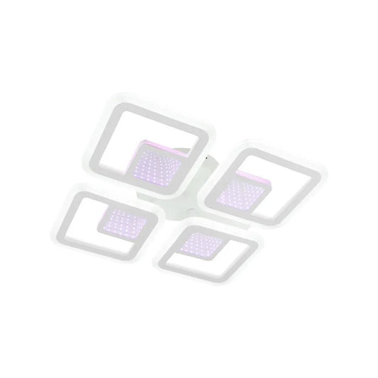 Lustra LED Chai 3D cu Telecomanda, 104W, 2.4GHz, Dimabila, RGB, Acril, Alb