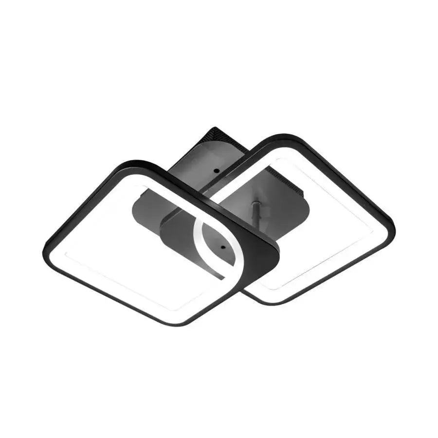 Lustra LED cu Telecomanda, ZOE, 2 Patrate, 39W, Lumina Rece/Calda/Neutra, Dimabila, Negru