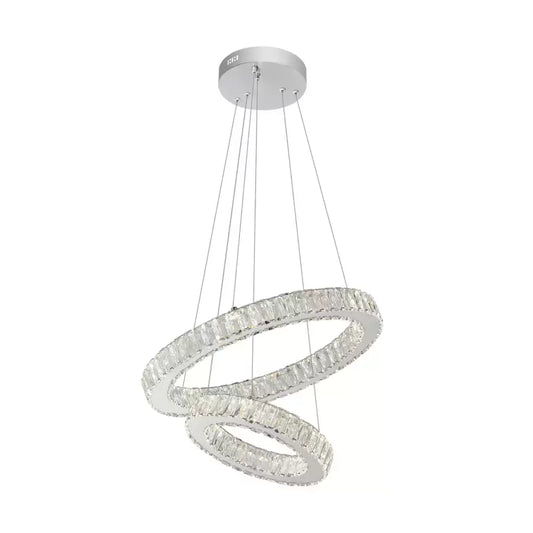 Lustra LED Cristal Cassian 80W Dimabila Diametru 50cm Argintiu