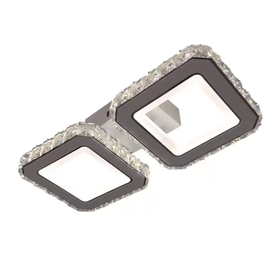 Lustra LED cu telecomanda si cristal QUADRIS, 24W, 2 Patrate, lumina Rece/Calda/Neutra, Dimabila, Alb – lustră LED, culo