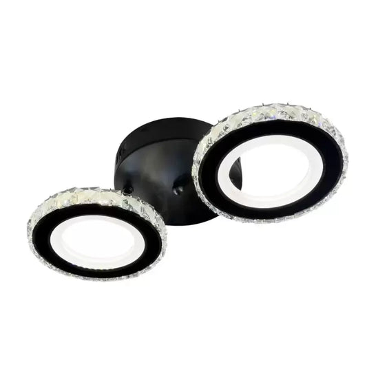 Lustra LED NOVA Rotonda cu Cristale, Telecomanda, 2 Surse de Lumina, 29W, Negru & Inox