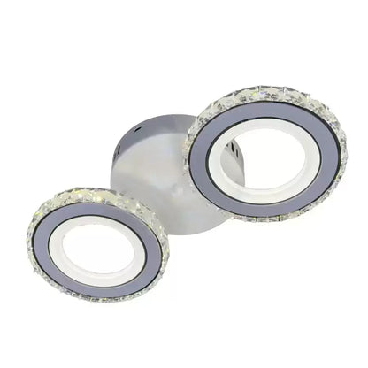 Lustra LED NOVA Rotonda cu Cristale, Telecomanda, 2 Surse de Lumina, 29W, Alb & Inox