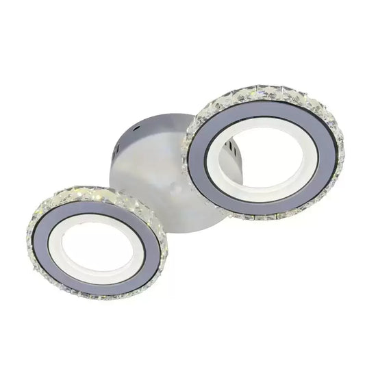 Lustra LED NOVA Rotonda cu Cristale, Telecomanda, 2 Surse de Lumina, 29W, Alb & Inox