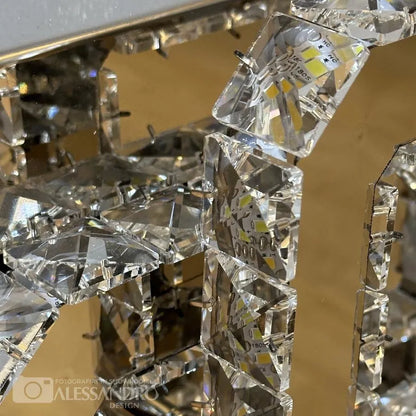 Lustra LED cu cristal JEREMIAH, 34W, 2 Patrate,, lumina Rece/Calda/Neutra, Dimabila, Crom Lucios