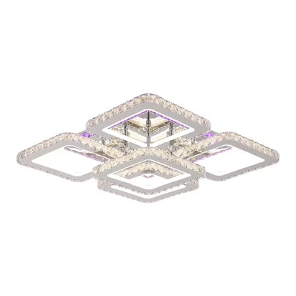 Lustra LED Quadria Supremo, 5X Elemente, RGB 148W, Crom Premium & Inox, lumina Calda/Rece/Neutra