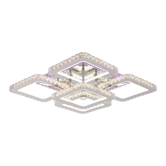 Lustra LED Quadria Supremo, 5X Elemente, RGB 148W, Crom Premium & Inox, lumina Calda/Rece/Neutra