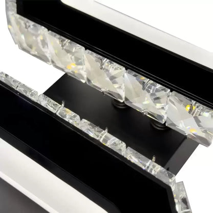 Lustra LED cu telecomanda si cristal QUADRIS, 24W, 2 Patrate, lumina Rece/Calda/Neutra, Dimabila, Negru