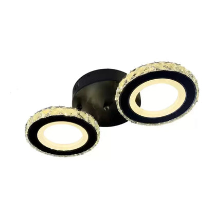 Lustra LED cu telecomanda si cristal NOVA ROTONDA, 29W, 2 Cercuri, lumina Rece/Calda/Neutra, Dimabila, Negru