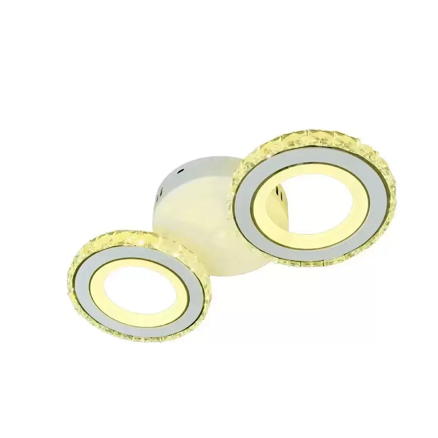 Lustra LED NOVA Rotonda cu Cristale, Telecomanda, 2 Surse de Lumina, 29W, Alb & Inox