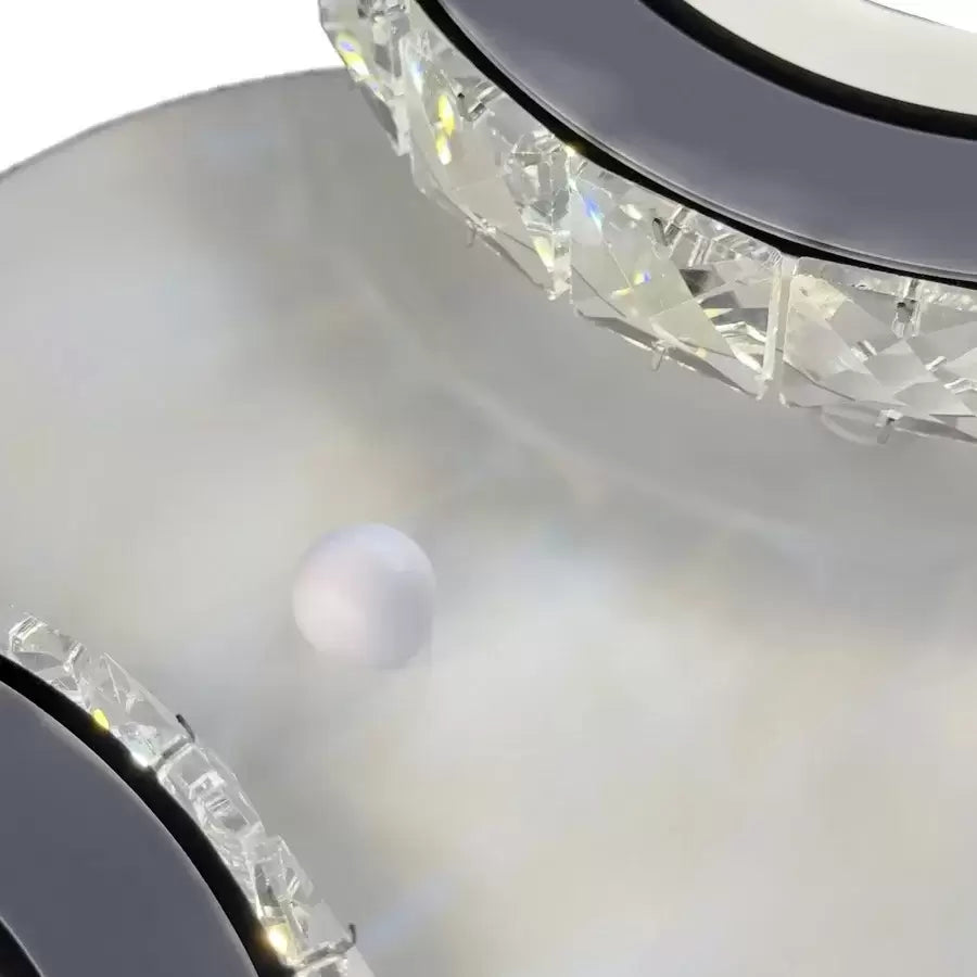 Lustra LED NOVA Rotonda cu Cristale, Telecomanda, 2 Surse de Lumina, 29W, Alb & Inox