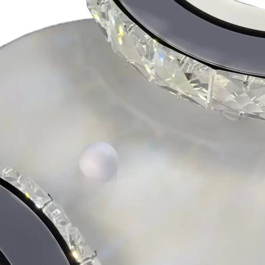 Lustra LED NOVA Rotonda cu Cristale, Telecomanda, 2 Surse de Lumina, 29W, Alb & Inox