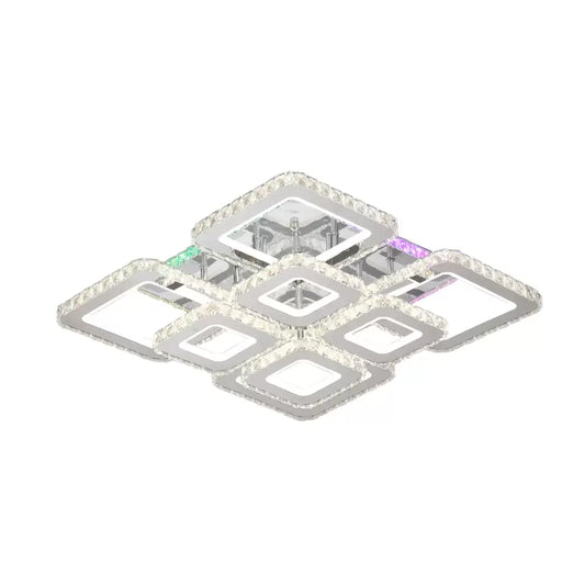 Lustra LED Quadria Supremo, 5X Elemente, RGB 198W, Crom Premium & Inox, lumina Calda/Rece/Neutra