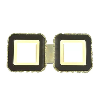 Lustra LED cu telecomanda si cristal QUADRIS, 24W, 2 Patrate, lumina Rece/Calda/Neutra, Dimabila, Alb