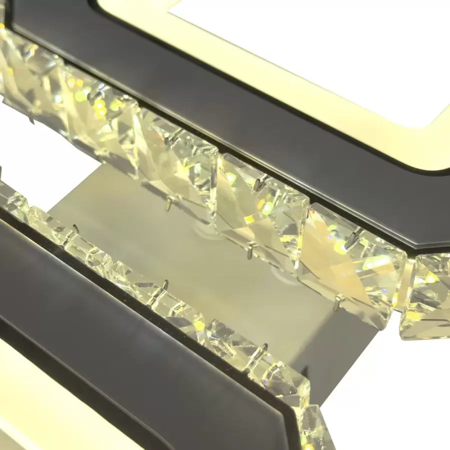 Lustra LED cu telecomanda si cristal QUADRIS, 24W, 2 Patrate, lumina Rece/Calda/Neutra, Dimabila, Alb – lustră LED, culo