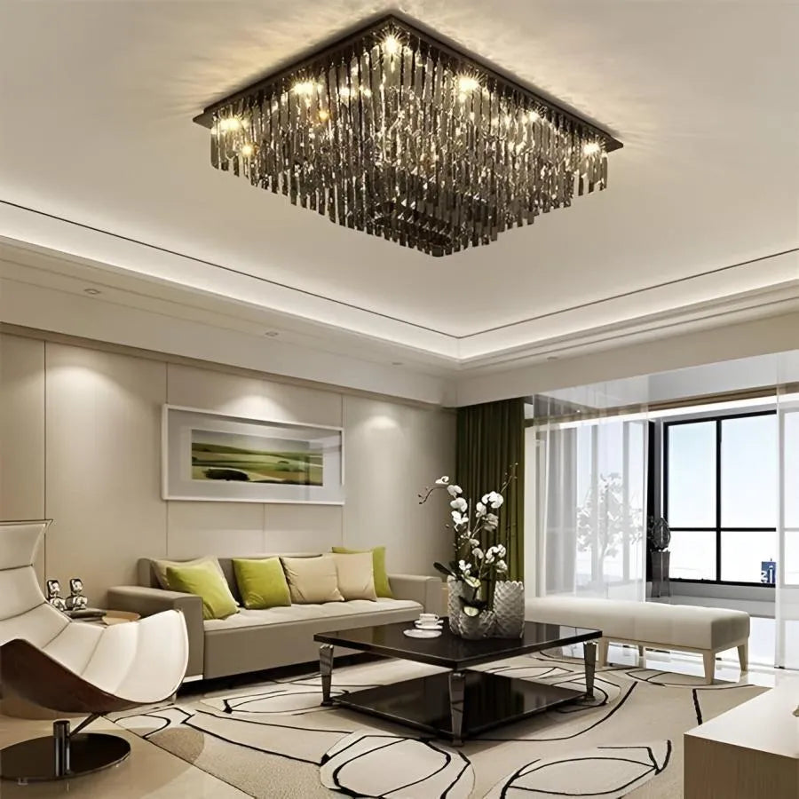 Lustra LED Cristal 57W, Xanthi, Argintiu – lustră LED, culoare argintie – RegalStore, iluminat interior