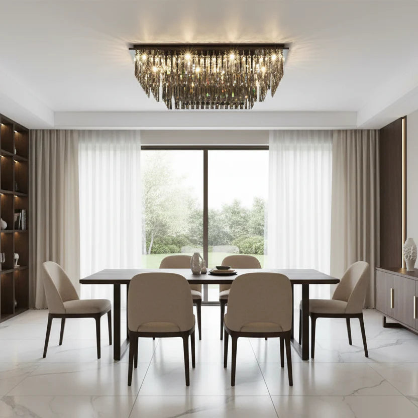 Lustra LED Cristal 57W, Xanthi, Argintiu