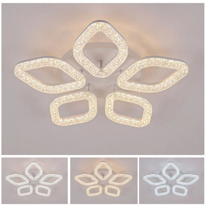 Lustra LED cu telecomanda, 67W, Lumina Rece/Calda/Neutra, Dimabila, Auriu