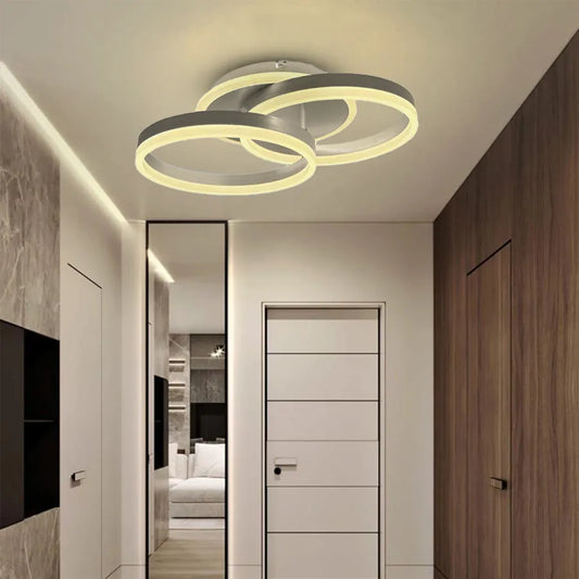 Lustra LED cu Telecomanda LYRA, 120W, 2 Cercuri, Dimabila, Argintiu Periat, Lumina Rece/Calda/Neutra