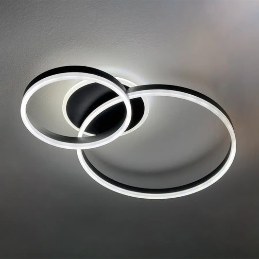 Lustra LED cu telecomanda LT511/30+40+50BK, 94W, 3 Cercuri, lumina Rece/Calda/Neutra, Dimabila, Negru