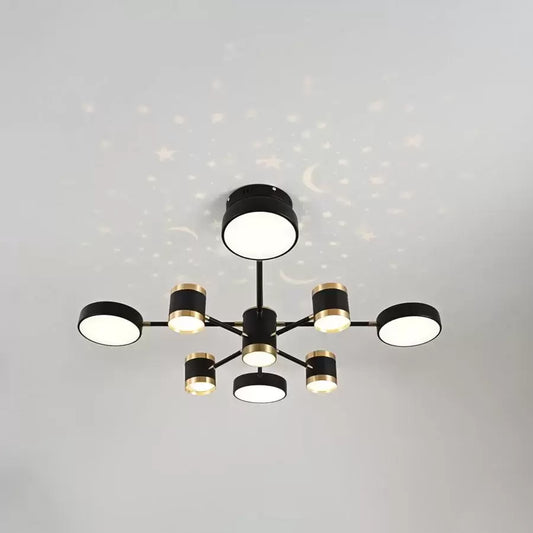 Lustra LED cu telecomanda NOVA JONIS, 87W, lumina Rece/Calda/Neutra, Dimabila, Negru