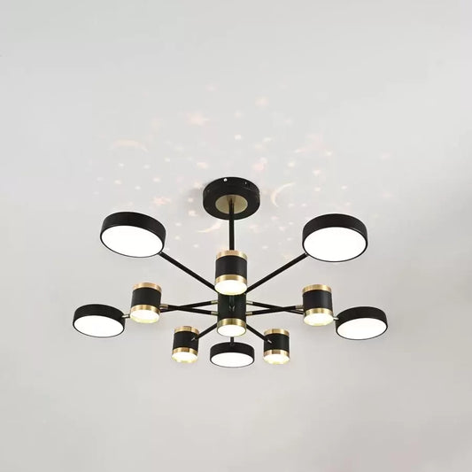 Lustra LED cu telecomanda NOVA JOSHUA, 95W, lumina Rece/Calda/Neutra, Dimabila, Negru