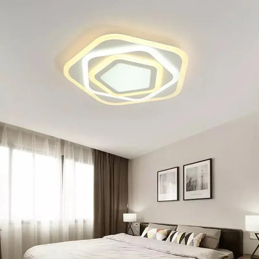 Lustra LED cu Telecomanda PENTAGON, 59W, lumina Rece/Calda/Neutra, Alb