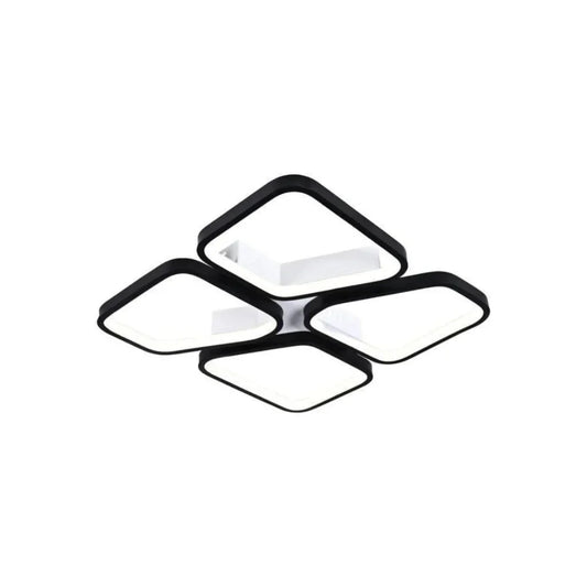Lustra LED cu telecomanda DAIKI, 79W, 4 Patrate, lumina Rece/Calda/Neutra, Dimabila, Negru – lustră LED, culoare neagră,