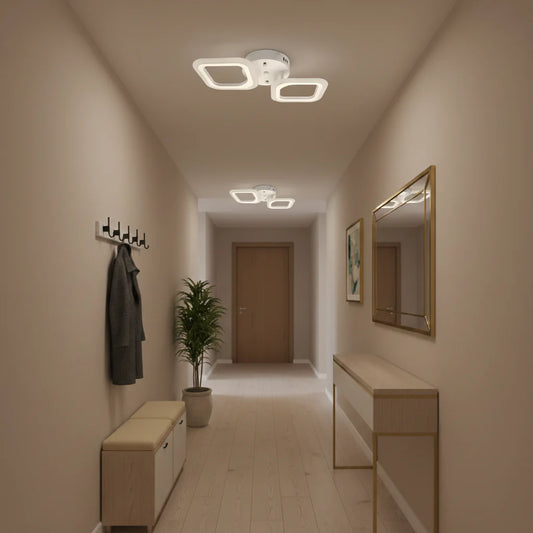 Lustra LED ERIKA, 11W, 2 Patrate, lumina Neutra, Alb