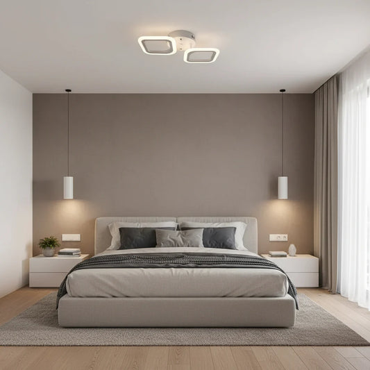 Lustra LED ERIKA, 11W, 2 Patrate, lumina Neutra, Alb