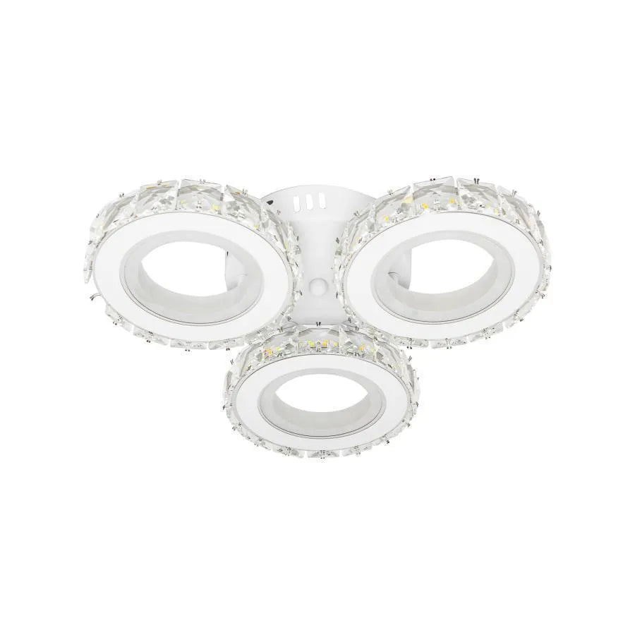 Lustra LED Ecotius cu Telecomanda, 72W, Crom cu Alb, Lumina Rece/Calda/Neutra, Metal si Cristal, Dimabila, IP.20