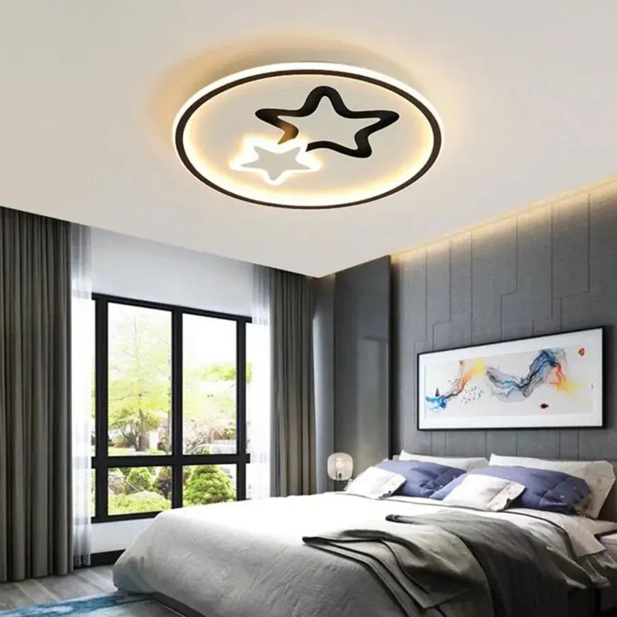 Lustra LED Emeliana cu telecomanda 57W Acril si Metal Lumina Rece/Calda/Neutra Dimabila Alb cu Negru