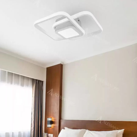 Lustra LED DUOFORM, 36W, Design Geometric, Patrat Rotunjit, Alb, Lumina Calda/Rece/Neutra