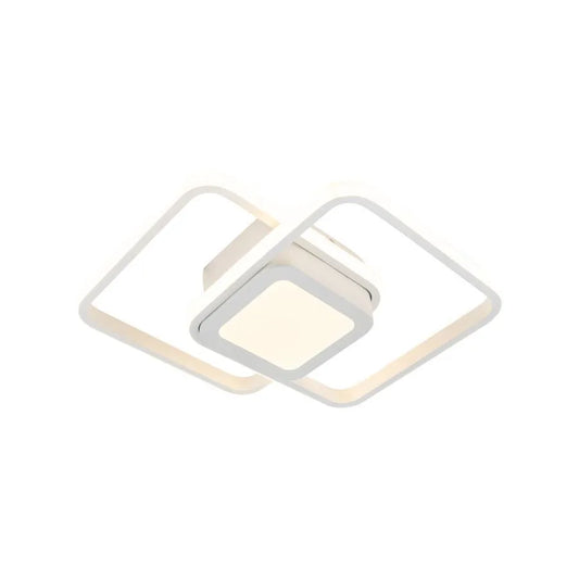 Lustra LED DUOFORM, 36W, Design Geometric, Patrat Rotunjit, Alb, Lumina Calda/Rece/Neutra