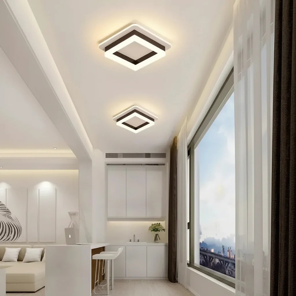 Lustra LED MODERNA 29W, Lungime 20 cm, Patrata, lumina Rece/Calda/Neutra, Negru