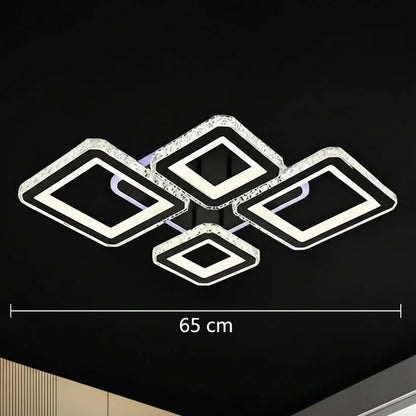 Lustra LED RGB cu telecomanda QUADRIS, 78W, 4 Patrate, lumina Rece/Calda/Neutra, Dimabila, Negru