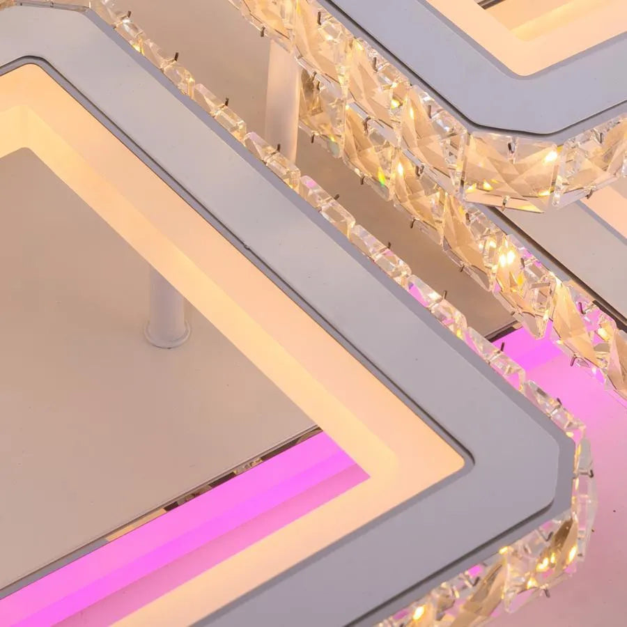 Lustra LED RGB cu telecomanda QUADRIS, 240W, 6 Patrate, lumina Rece/Calda/Neutra, Dimabila, Alb