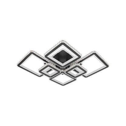 Lustra LED RGB cu telecomanda QUADRIS, 330W, 6 Patrate, lumina Rece/Calda/Neutra, Dimabila, Negru