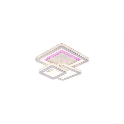 Lustra LED cu telecomanda si cristal NOVA QUADRIA RGB, 154W, 3 Patrate, lumina Rece/Calda/Neutra, Dimabila, Alb