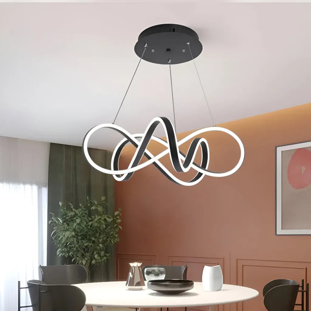 Lustra LED Suspendata cu Telecomanda INFINITY Halo, 138W, Inaltime Reglabila, Lumina Rece/Calda/Neutra, Dimabila, Negru