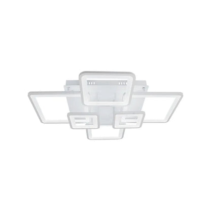 Lustra LED cu Telecomanda, ELLA, 6 Patrate, 124W, Lumina Rece/Calda/Neutra, Dimabila, Alb