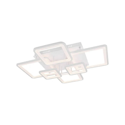 Lustra LED cu Telecomanda, ELLA, 6 Patrate, 124W, Lumina Rece/Calda/Neutra, Dimabila, Alb