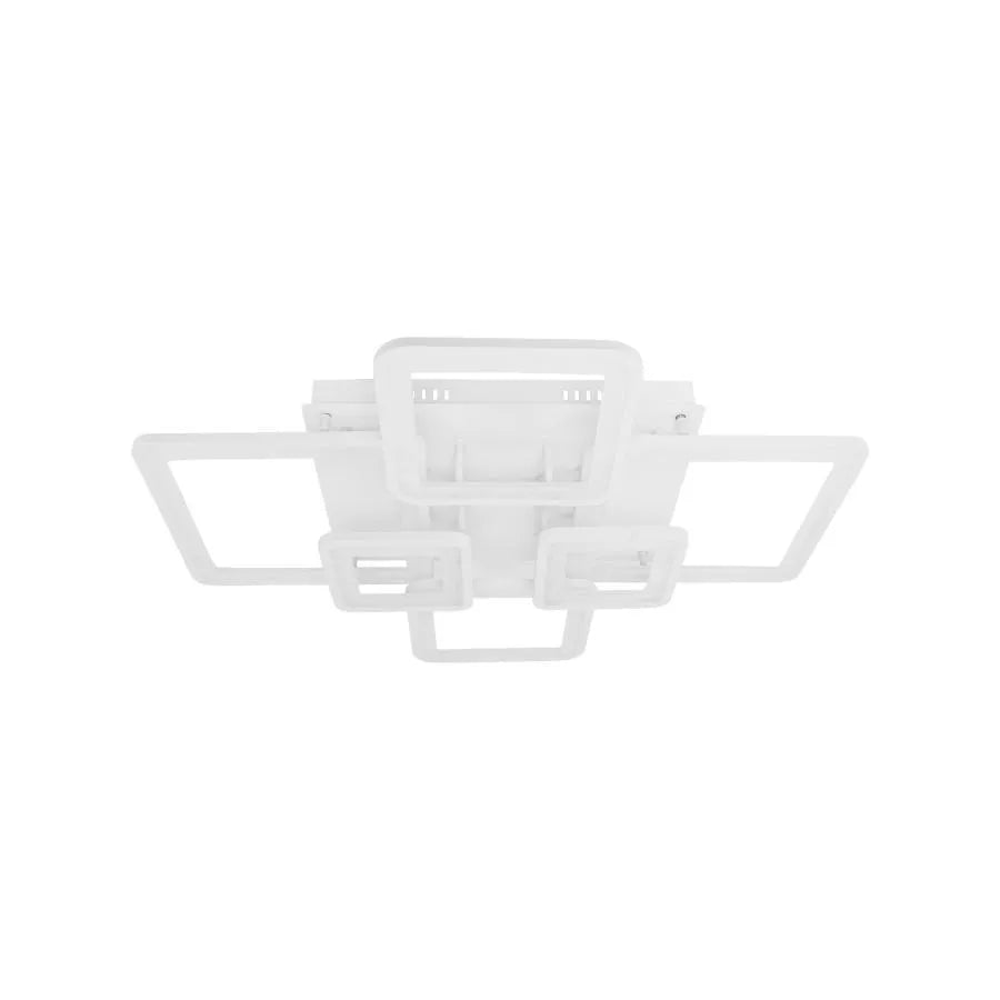 Lustra LED cu Telecomanda, ELLA, 6 Patrate, 124W, Lumina Rece/Calda/Neutra, Dimabila, Alb
